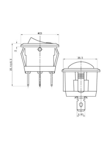 Mini interruptor basculante iluminado en ámbar - vista 4